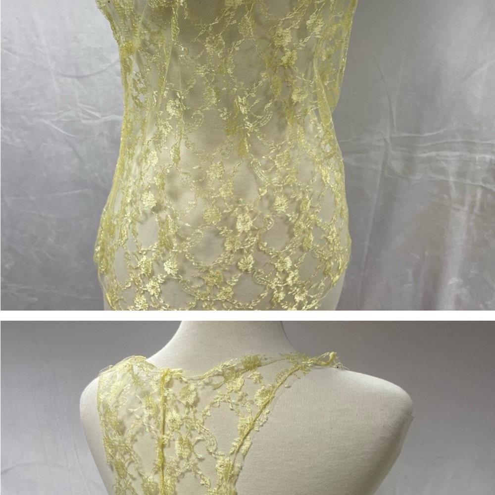 Lace pale yellow tank
